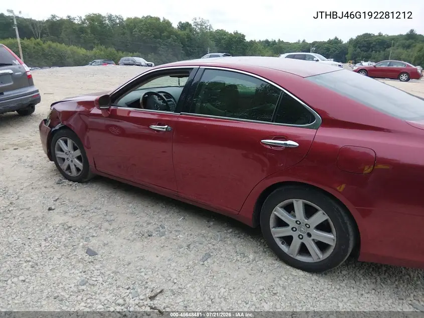 2009 Lexus Es 350 VIN: JTHBJ46G192281212 Lot: 45648481