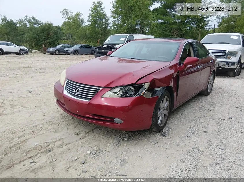 2009 Lexus Es 350 VIN: JTHBJ46G192281212 Lot: 45648481