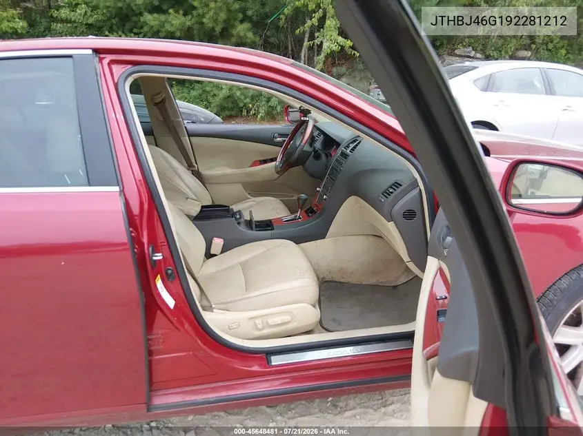 2009 Lexus Es 350 VIN: JTHBJ46G192281212 Lot: 45648481