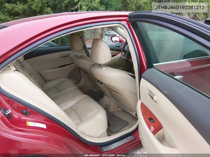 2009 Lexus Es 350 VIN: JTHBJ46G192281212 Lot: 45648481