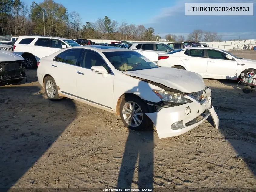 JTHBK1EG0B2435833 2011 Lexus Es 350