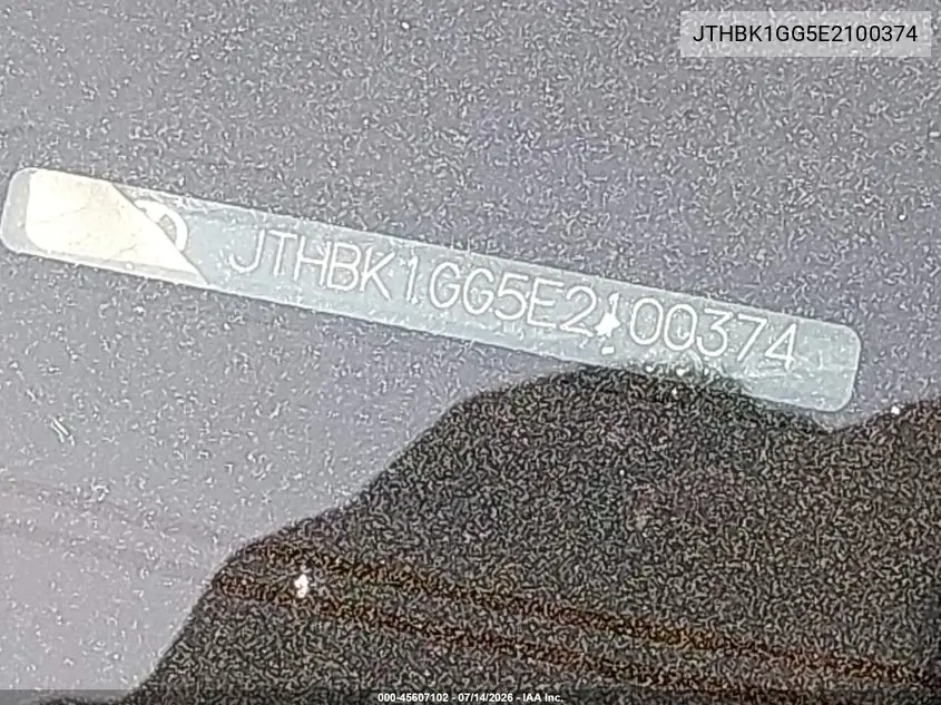 2014 Lexus Es 350 VIN: JTHBK1GG5E2100374 Lot: 45607102