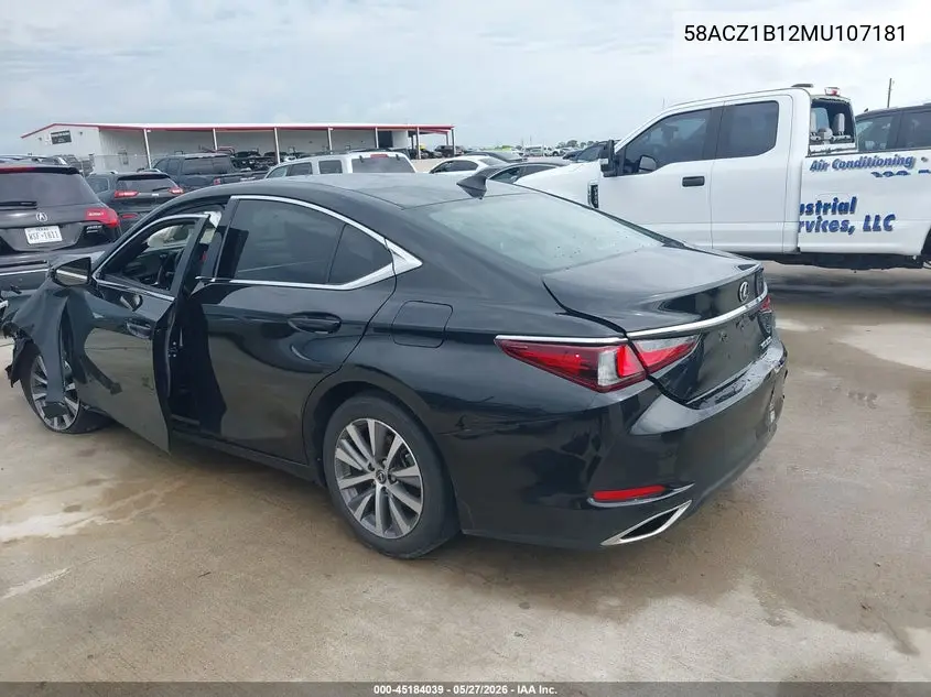 2021 Lexus Es 350 VIN: 58ACZ1B12MU107181 Lot: 45184039