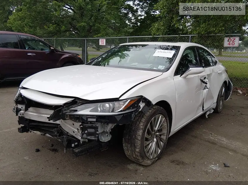 2022 Lexus Es 300H Luxury VIN: 58AEA1C18NU015136 Lot: 45646241