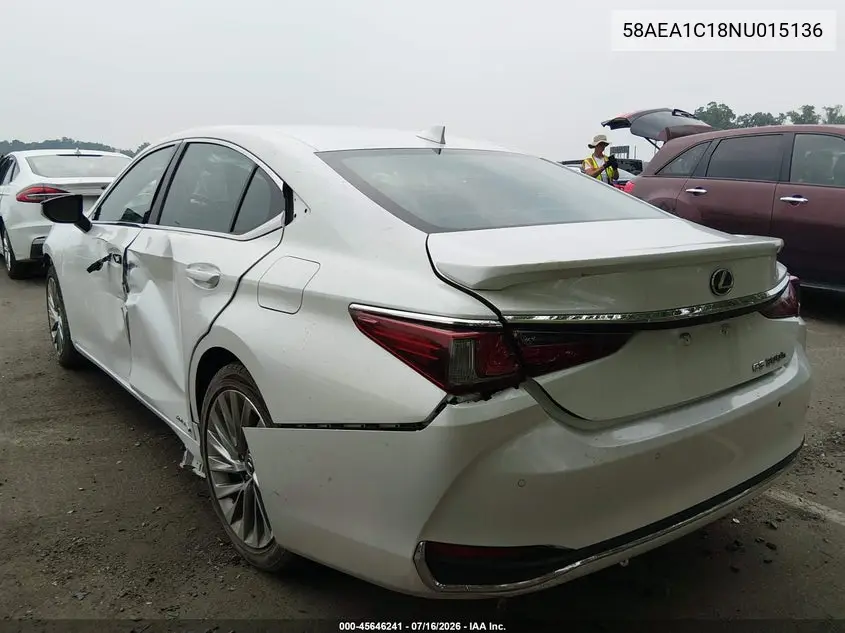 2022 Lexus Es 300H Luxury VIN: 58AEA1C18NU015136 Lot: 45646241