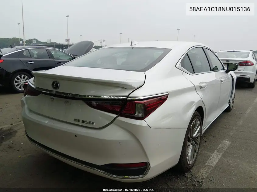 2022 Lexus Es 300H Luxury VIN: 58AEA1C18NU015136 Lot: 45646241