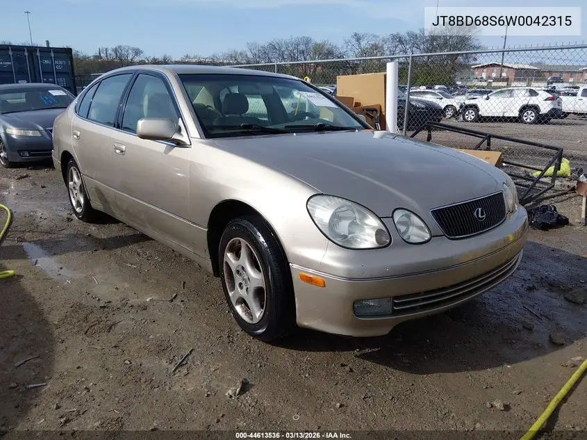 1998 Lexus Gs 300 VIN: JT8BD68S6W0042315 Lot: 44613536