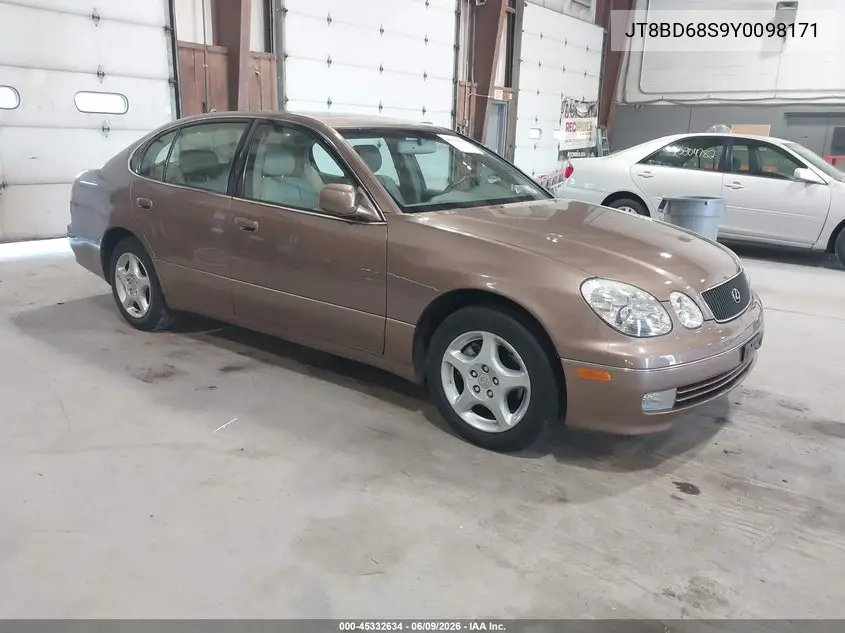 2000 Lexus Gs 300 VIN: JT8BD68S9Y0098171 Lot: 45332634