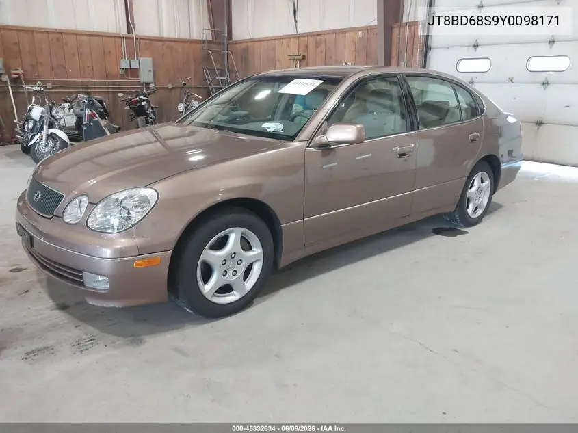 2000 Lexus Gs 300 VIN: JT8BD68S9Y0098171 Lot: 45332634