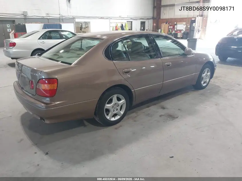 2000 Lexus Gs 300 VIN: JT8BD68S9Y0098171 Lot: 45332634