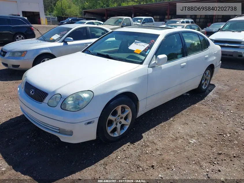 2004 Lexus Gs 300 VIN: JT8BD69S840202738 Lot: 44632291