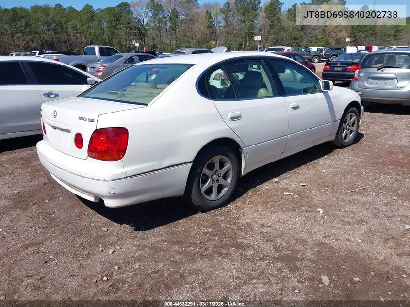 2004 Lexus Gs 300 VIN: JT8BD69S840202738 Lot: 44632291