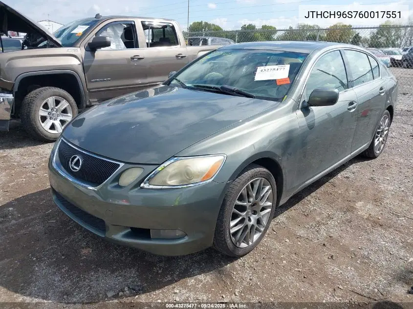 2006 Lexus Gs 300 VIN: JTHCH96S760017551 Lot: 43275477