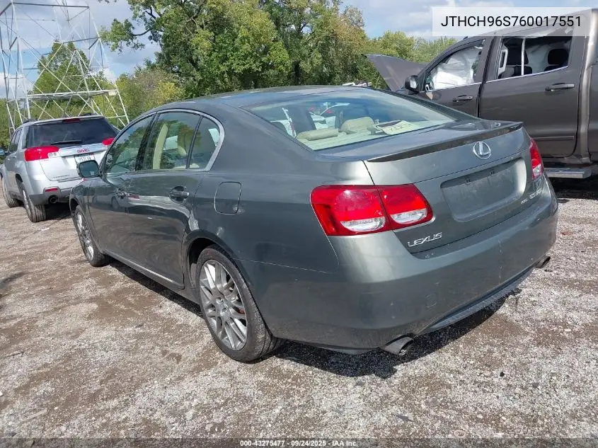 2006 Lexus Gs 300 VIN: JTHCH96S760017551 Lot: 43275477