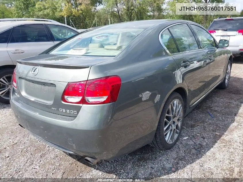 2006 Lexus Gs 300 VIN: JTHCH96S760017551 Lot: 43275477