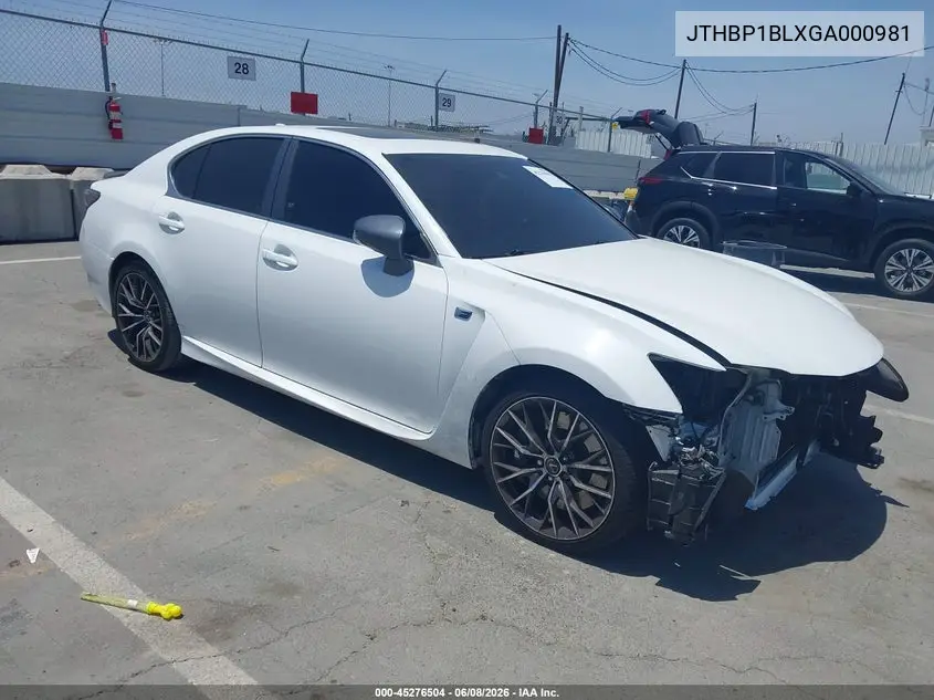 2016 Lexus Gs F VIN: JTHBP1BLXGA000981 Lot: 45276504