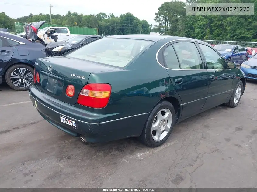 1999 Lexus Gs 400 VIN: JT8BH68X2X0021270 Lot: 45391759