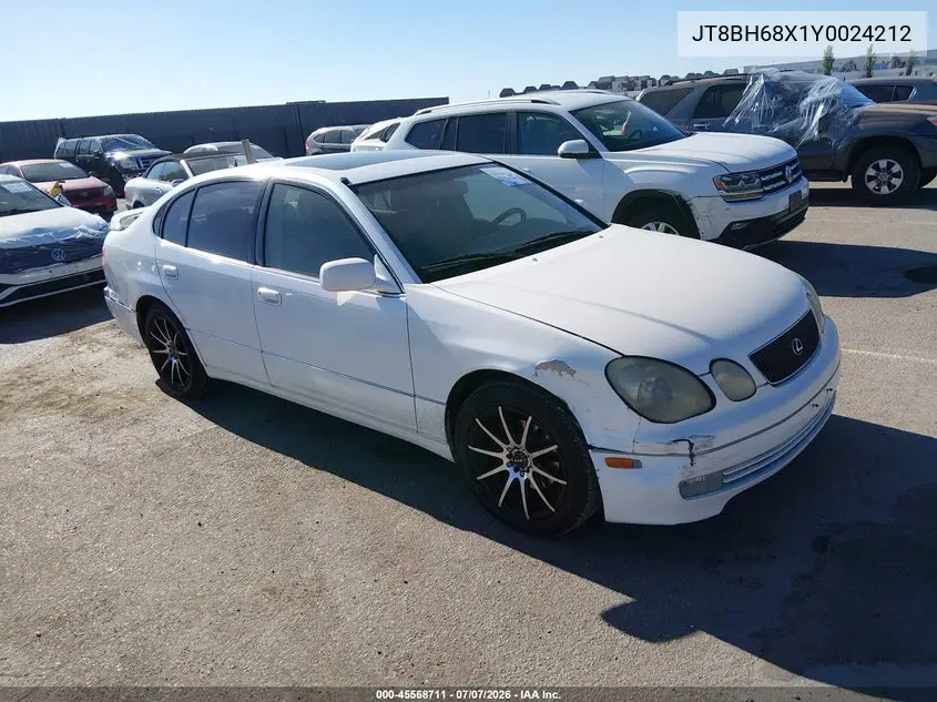 2000 Lexus Gs 400 VIN: JT8BH68X1Y0024212 Lot: 45568711