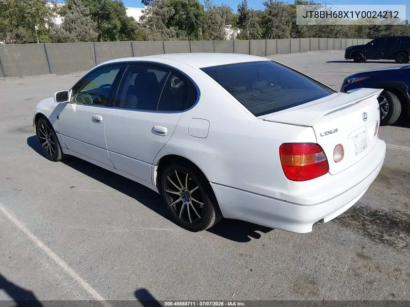 2000 Lexus Gs 400 VIN: JT8BH68X1Y0024212 Lot: 45568711