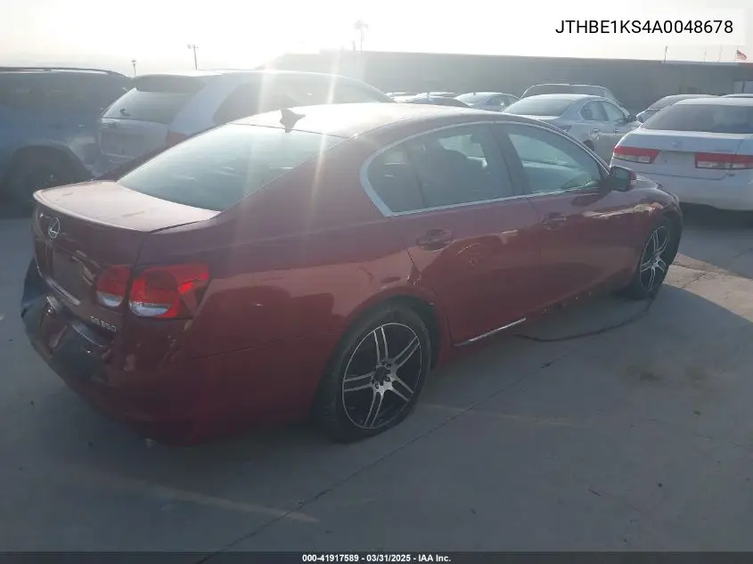 2010 Lexus Gs 350 VIN: JTHBE1KS4A0048678 Lot: 41917589
