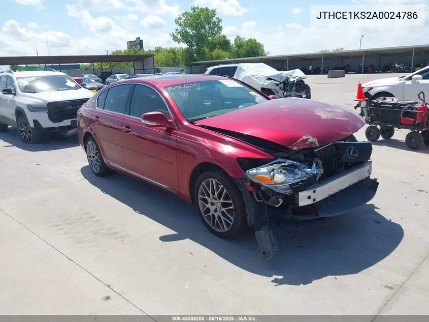 2010 Lexus Gs 350 VIN: JTHCE1KS2A0024786 Lot: 45386200