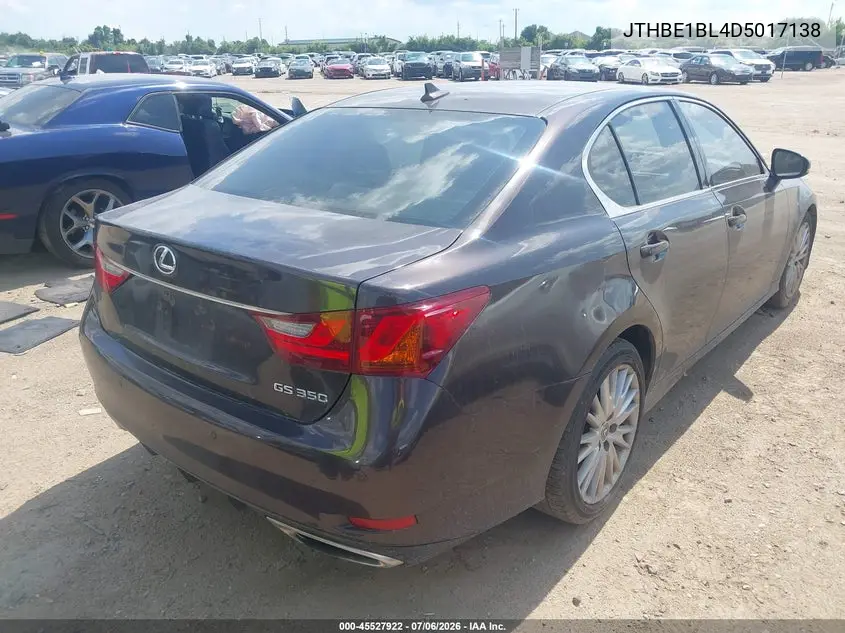 2013 Lexus Gs 350 VIN: JTHBE1BL4D5017138 Lot: 45527922