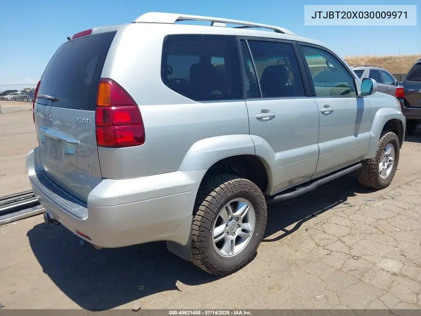 2003 Lexus Gx 470 VIN: JTJBT20X030009971 Lot: 45621458