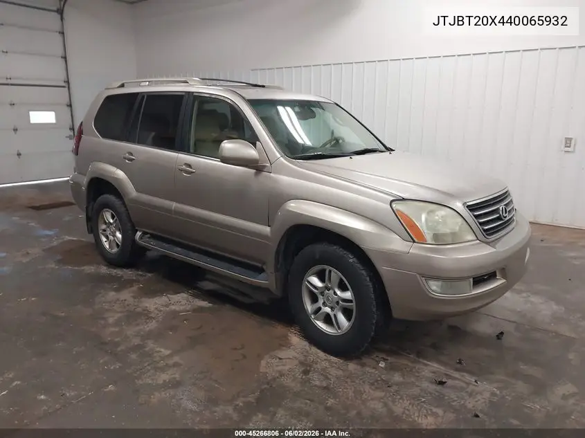 2004 Lexus Gx 470 VIN: JTJBT20X440065932 Lot: 45266806