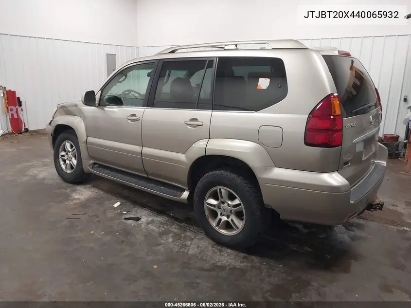 2004 Lexus Gx 470 VIN: JTJBT20X440065932 Lot: 45266806