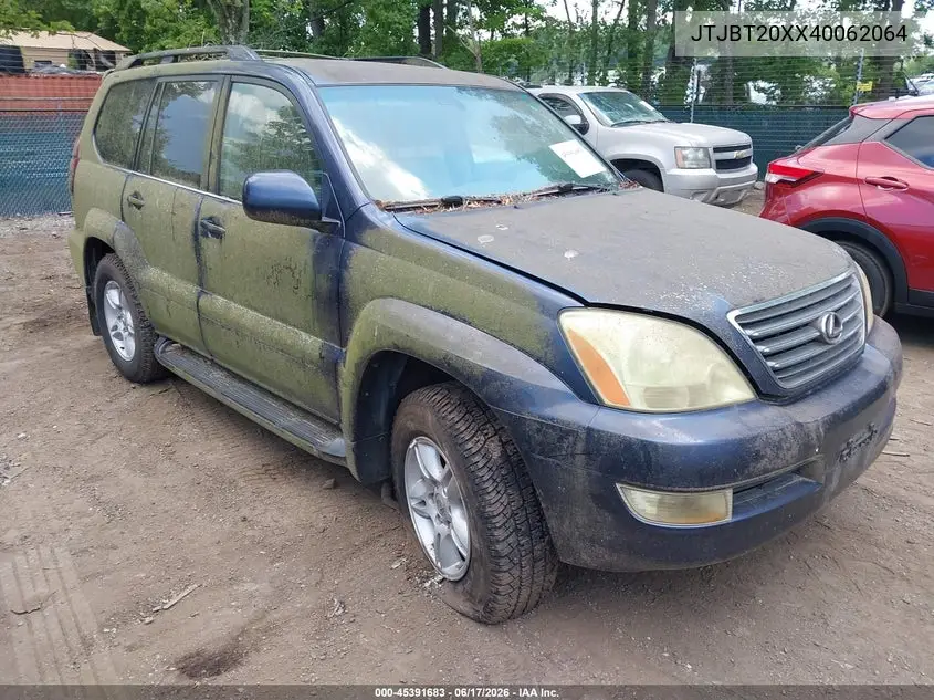 2004 Lexus Gx 470 VIN: JTJBT20XX40062064 Lot: 45391683