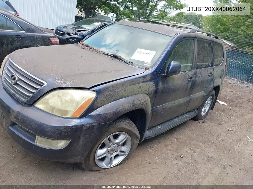 2004 Lexus Gx 470 VIN: JTJBT20XX40062064 Lot: 45391683