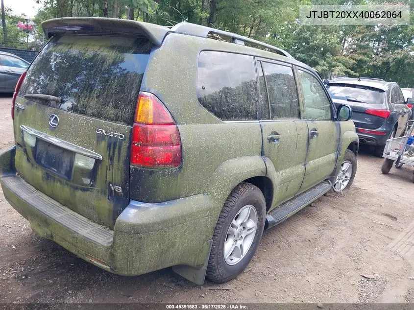 2004 Lexus Gx 470 VIN: JTJBT20XX40062064 Lot: 45391683