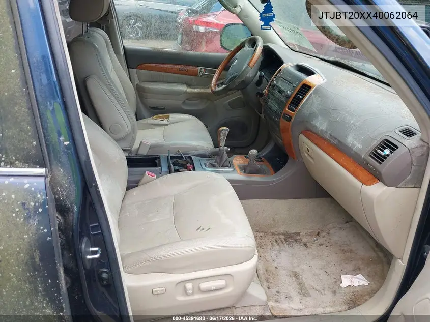 2004 Lexus Gx 470 VIN: JTJBT20XX40062064 Lot: 45391683