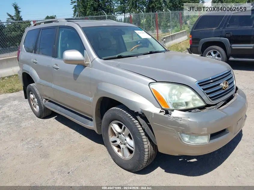2004 Lexus Gx 470 VIN: JTJBT20X840062659 Lot: 45471095