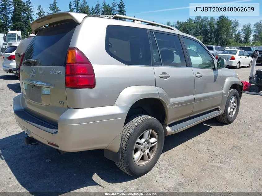 2004 Lexus Gx 470 VIN: JTJBT20X840062659 Lot: 45471095