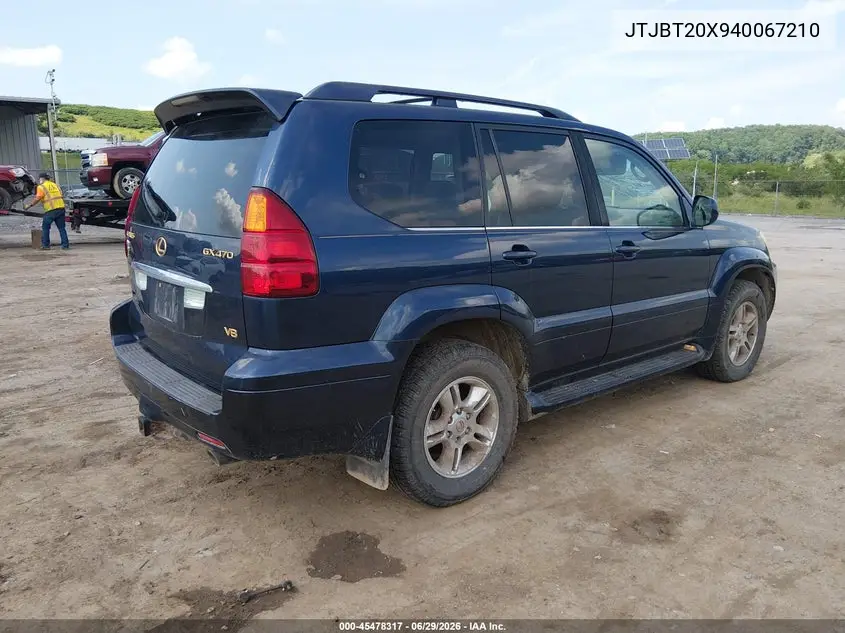 2004 Lexus Gx 470 VIN: JTJBT20X940067210 Lot: 45478317