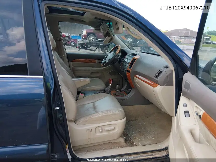 2004 Lexus Gx 470 VIN: JTJBT20X940067210 Lot: 45478317