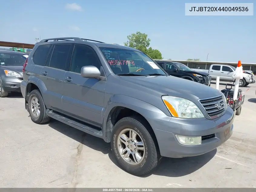 2004 Lexus Gx 470 VIN: JTJBT20X440049536 Lot: 45517948