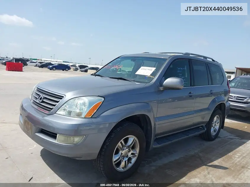 2004 Lexus Gx 470 VIN: JTJBT20X440049536 Lot: 45517948