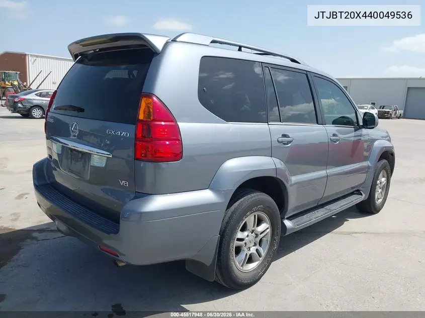 2004 Lexus Gx 470 VIN: JTJBT20X440049536 Lot: 45517948