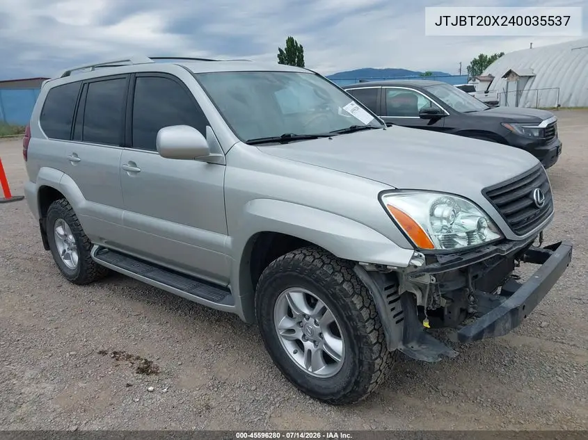 2004 Lexus Gx 470 VIN: JTJBT20X240035537 Lot: 45596280