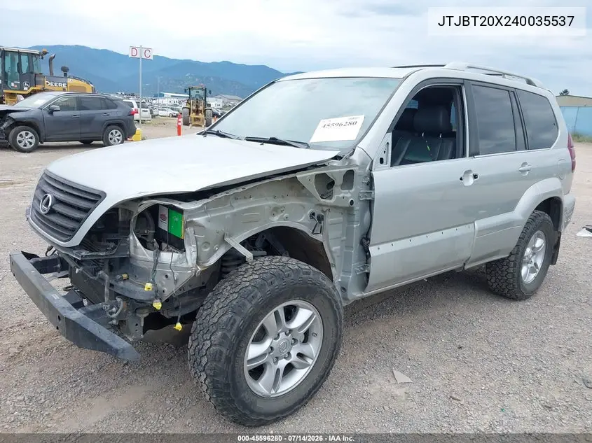2004 Lexus Gx 470 VIN: JTJBT20X240035537 Lot: 45596280