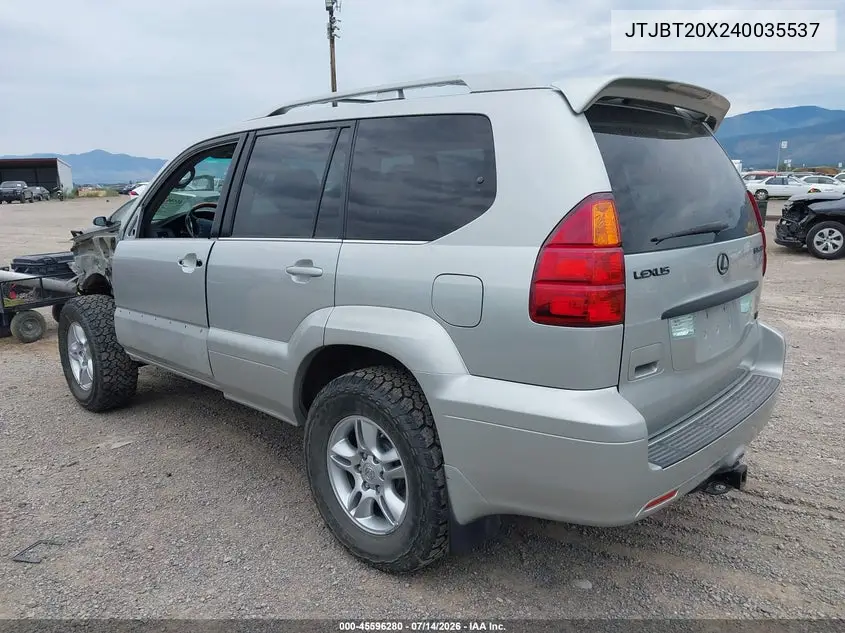 2004 Lexus Gx 470 VIN: JTJBT20X240035537 Lot: 45596280