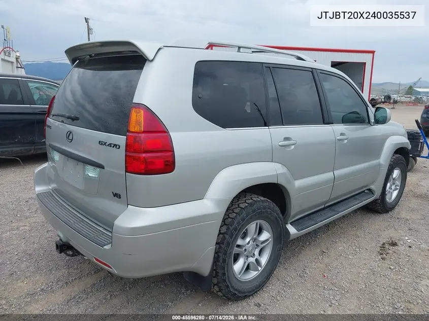 2004 Lexus Gx 470 VIN: JTJBT20X240035537 Lot: 45596280