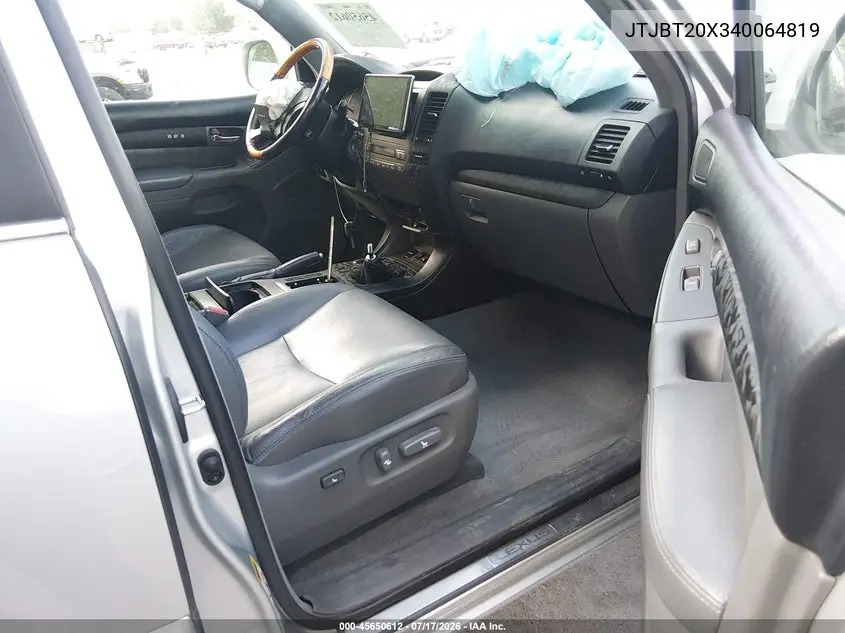 2004 Lexus Gx 470 VIN: JTJBT20X340064819 Lot: 45650612