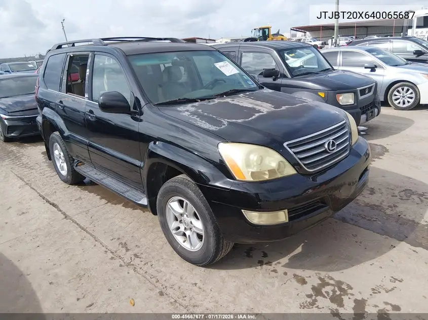 2004 Lexus Gx 470 VIN: JTJBT20X640065687 Lot: 45667677