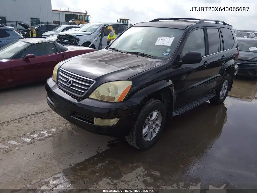 2004 Lexus Gx 470 VIN: JTJBT20X640065687 Lot: 45667677