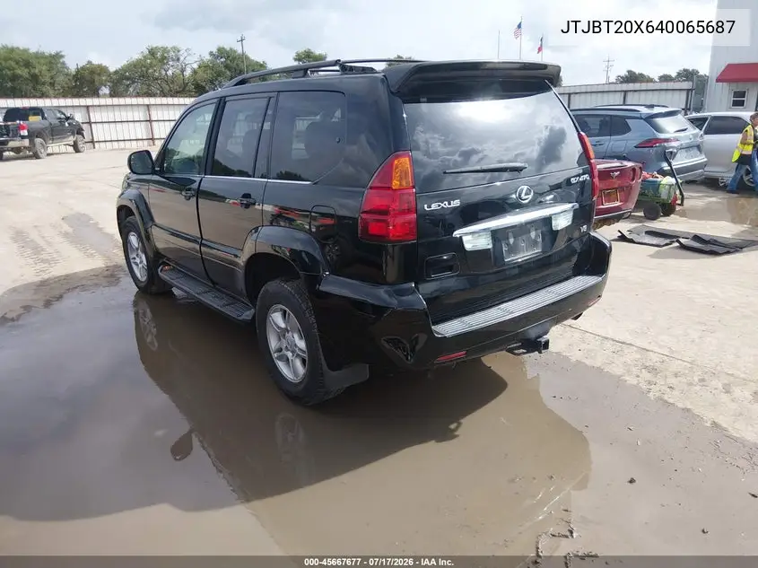 2004 Lexus Gx 470 VIN: JTJBT20X640065687 Lot: 45667677