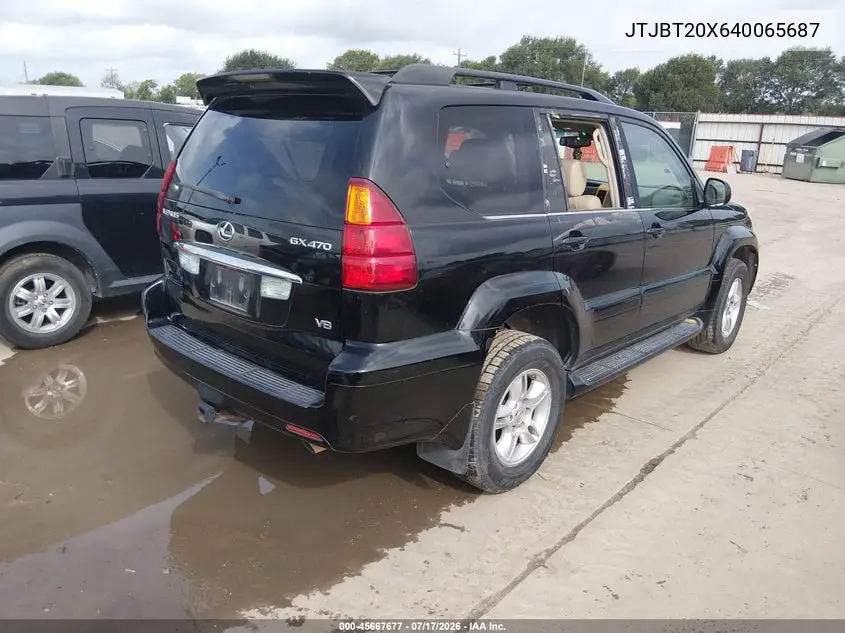 2004 Lexus Gx 470 VIN: JTJBT20X640065687 Lot: 45667677