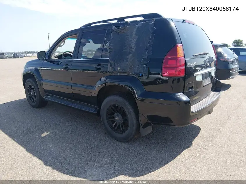 2004 Lexus Gx 470 VIN: JTJBT20X840058174 Lot: 45678911